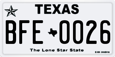 TX license plate BFE0026