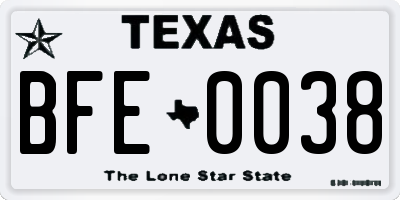 TX license plate BFE0038