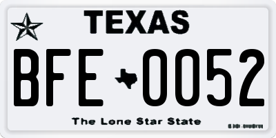 TX license plate BFE0052