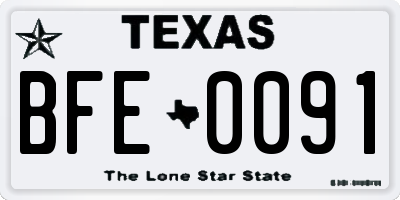 TX license plate BFE0091