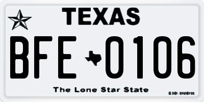 TX license plate BFE0106