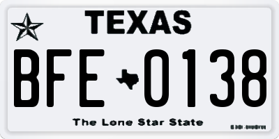 TX license plate BFE0138