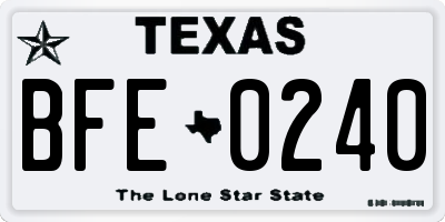 TX license plate BFE0240