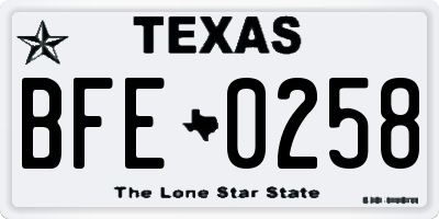 TX license plate BFE0258