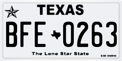 TX license plate BFE0263