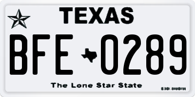 TX license plate BFE0289