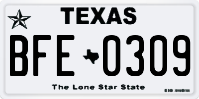 TX license plate BFE0309