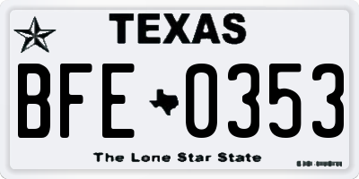 TX license plate BFE0353