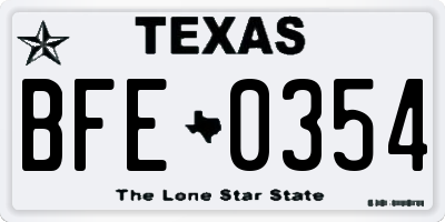 TX license plate BFE0354