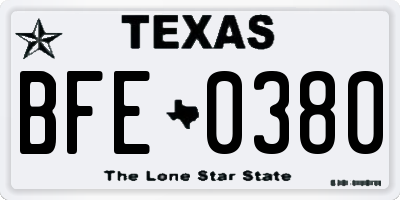 TX license plate BFE0380