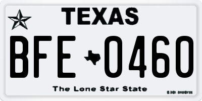 TX license plate BFE0460