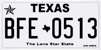 TX license plate BFE0513