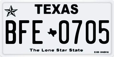 TX license plate BFE0705