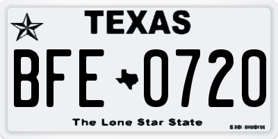 TX license plate BFE0720