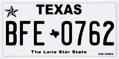 TX license plate BFE0762