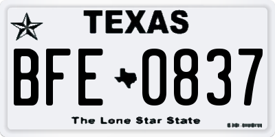 TX license plate BFE0837