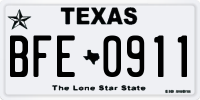 TX license plate BFE0911