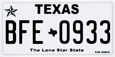 TX license plate BFE0933