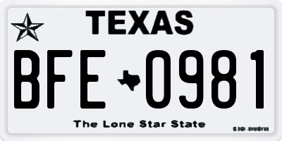 TX license plate BFE0981