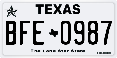 TX license plate BFE0987