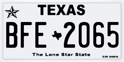 TX license plate BFE2065