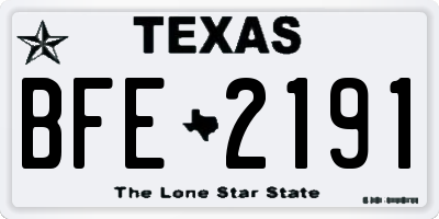 TX license plate BFE2191