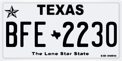 TX license plate BFE2230