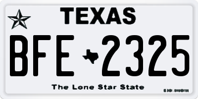 TX license plate BFE2325
