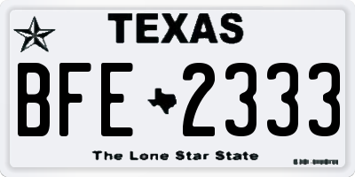 TX license plate BFE2333