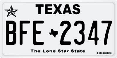 TX license plate BFE2347