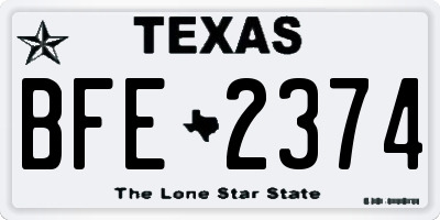 TX license plate BFE2374