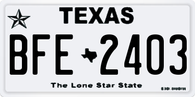 TX license plate BFE2403
