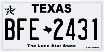 TX license plate BFE2431