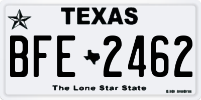TX license plate BFE2462