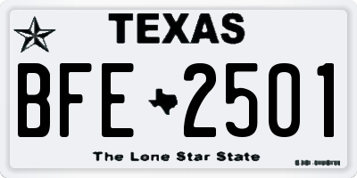TX license plate BFE2501
