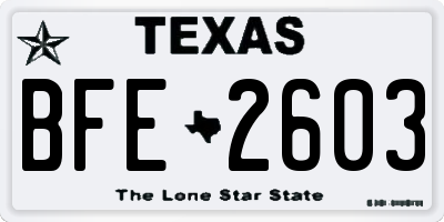 TX license plate BFE2603