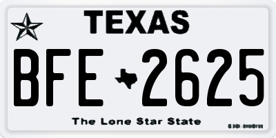 TX license plate BFE2625