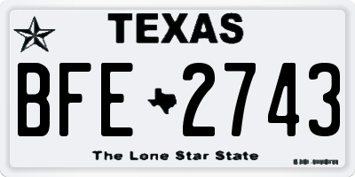 TX license plate BFE2743