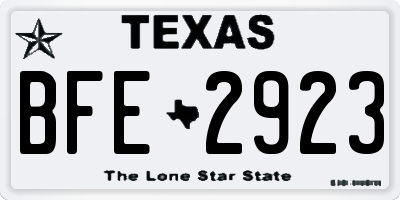 TX license plate BFE2923