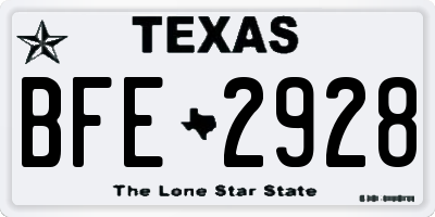 TX license plate BFE2928