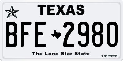 TX license plate BFE2980