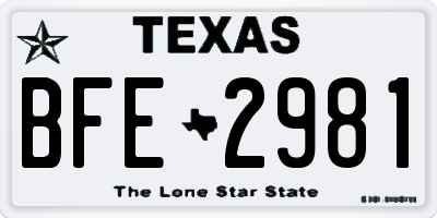 TX license plate BFE2981