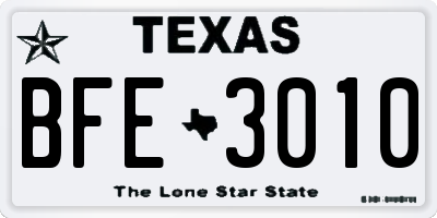 TX license plate BFE3010