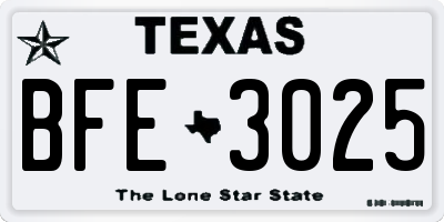 TX license plate BFE3025