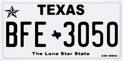 TX license plate BFE3050