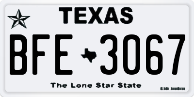 TX license plate BFE3067