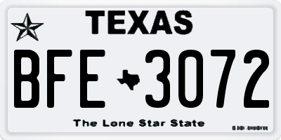 TX license plate BFE3072