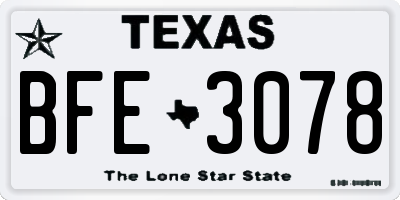TX license plate BFE3078