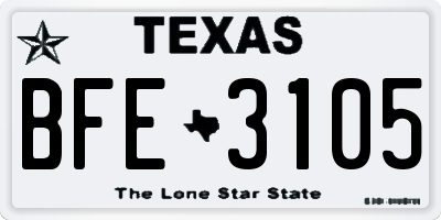 TX license plate BFE3105