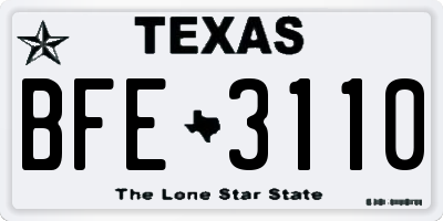 TX license plate BFE3110